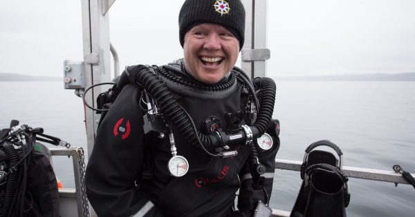 Jill Heinerth Laughing after a cold dive in the ocean