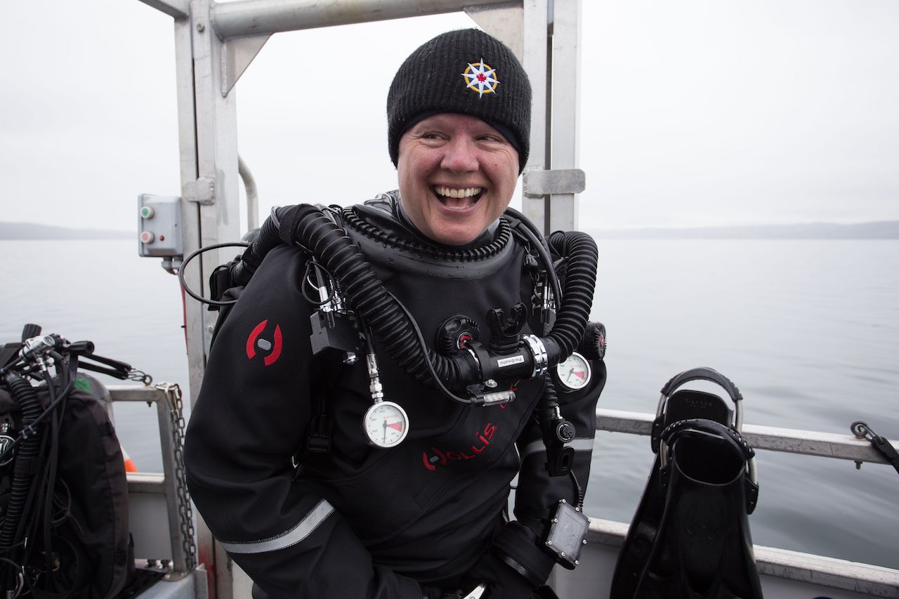 Jill Heinerth Laughing after a cold dive in the ocean